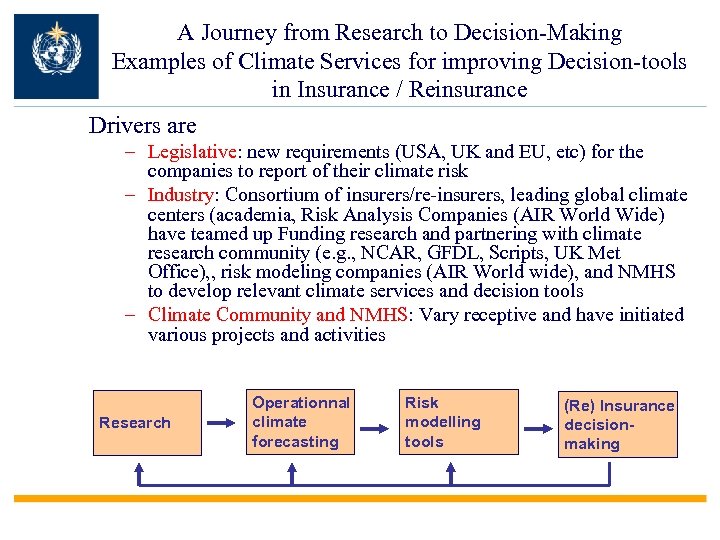 A Journey from Research to Decision-Making Examples of Climate Services for improving Decision-tools in