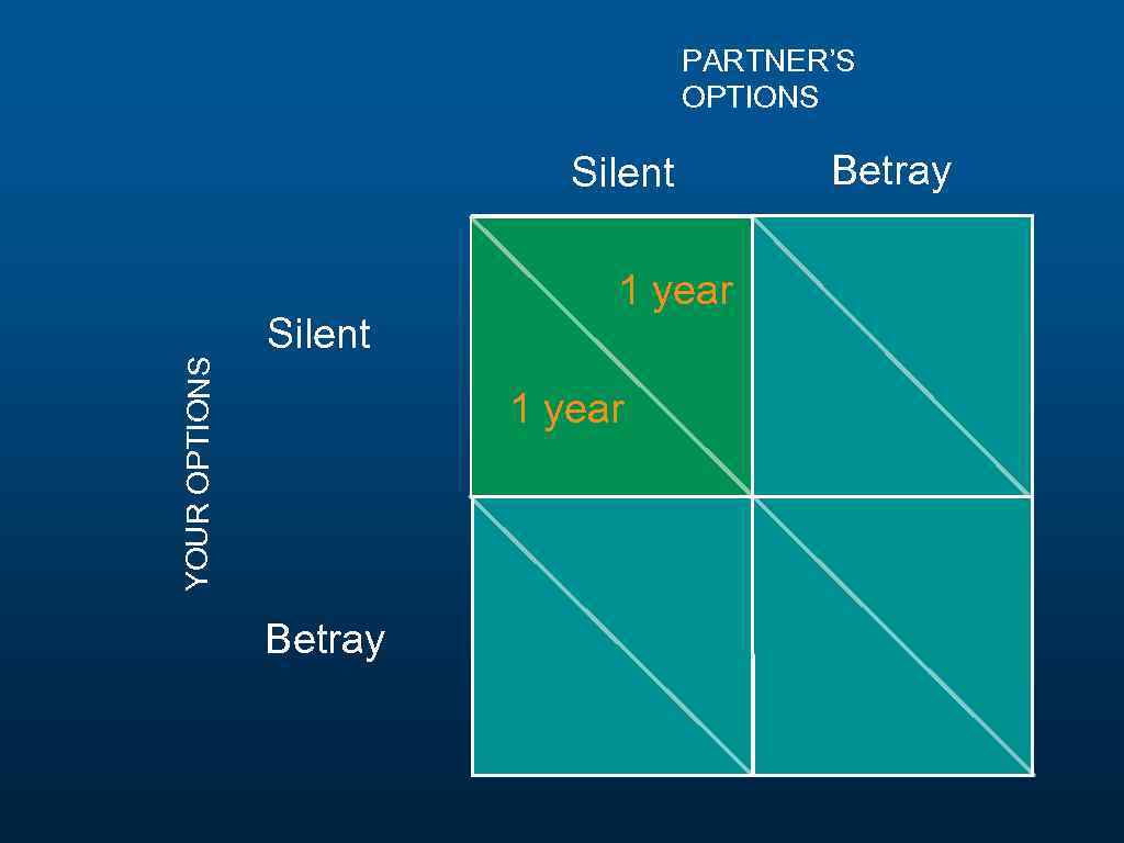 PARTNER’S OPTIONS YOUR OPTIONS Silent 1 year Betray 