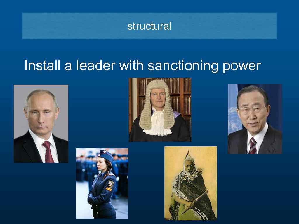 structural Install a leader with sanctioning power 