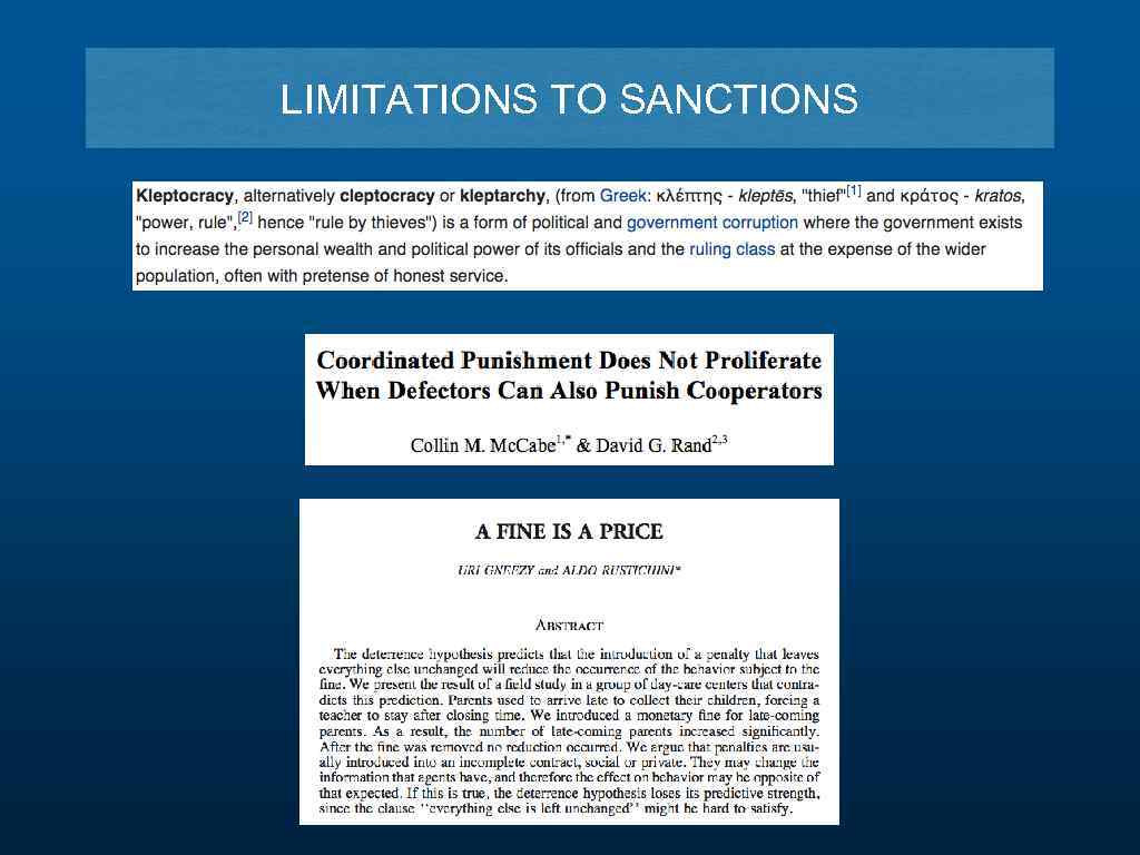 LIMITATIONS TO SANCTIONS 