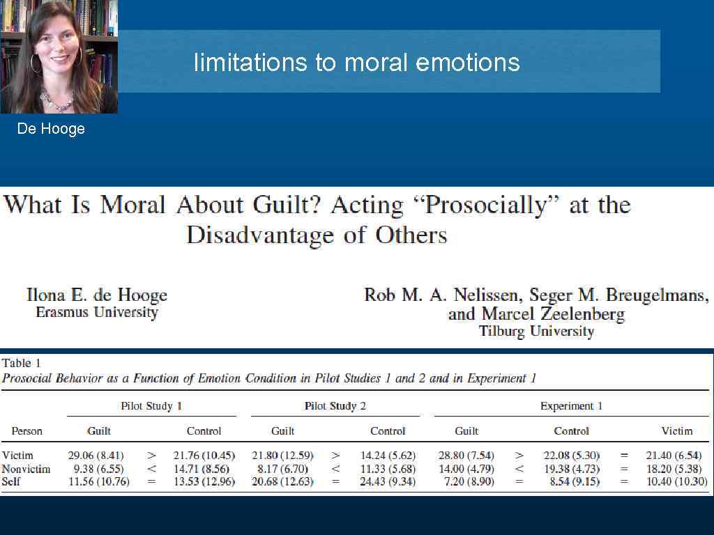 limitations to moral emotions De Hooge 