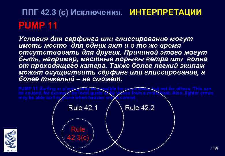 ППГ 42. 3 (с) Исключения. ИНТЕРПРЕТАЦИИ 42 PUMP 11 Условия для серфинга или глиссирование