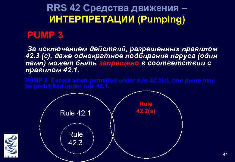 RRS 42 Средства движения – ИНТЕРПРЕТАЦИИ (Pumping) PUMP 3 За исключением действий, разрешенных правилом