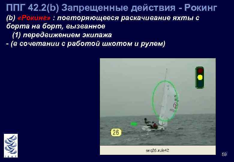 ППГ 42. 2(b) Запрещенные действия - Рокинг (b) «Рокинг» : повторяющееся раскачивание яхты с