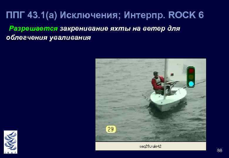 ППГ 43. 1(а) Исключения; Интерпр. ROCK 6 Разрешается закренивание яхты на ветер для облегчения