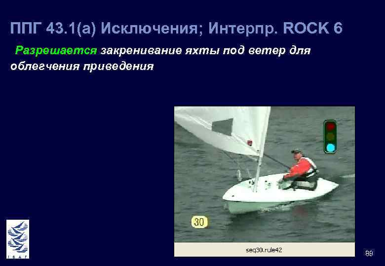 ППГ 43. 1(а) Исключения; Интерпр. ROCK 6 Разрешается закренивание яхты под ветер для облегчения