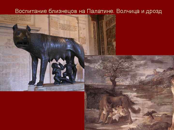 Воспитание близнецов на Палатине. Волчица и дрозд 