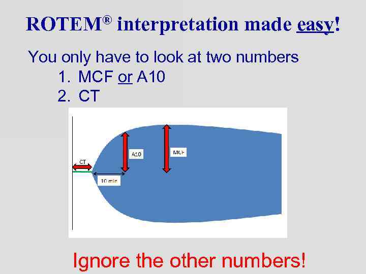 ROTEM® interpretation made easy! You only have to look at two numbers 1. MCF