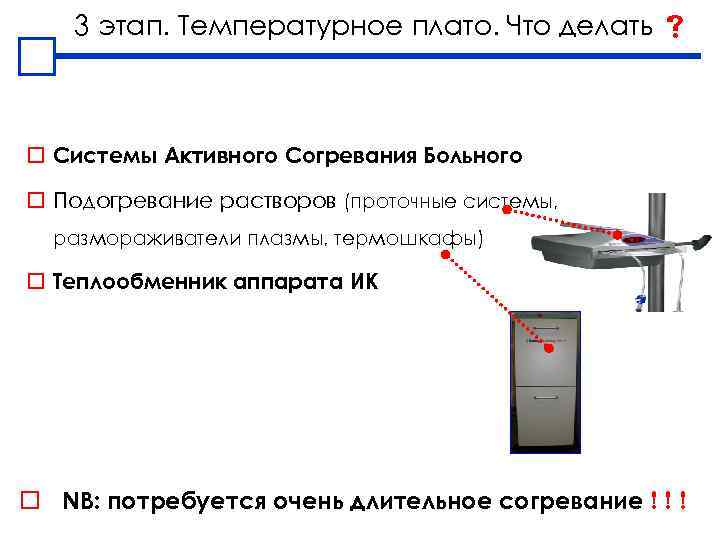 3 этап. Температурное плато. Что делать o Системы Активного Согревания Больного o Подогревание растворов