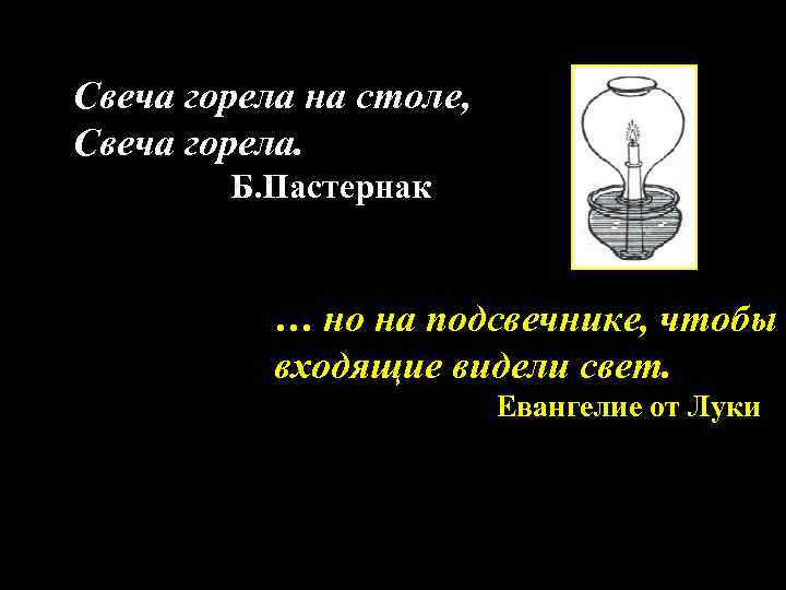 Свеча горела на столе, Свеча горела. Б. Пастернак … но на подсвечнике, чтобы входящие