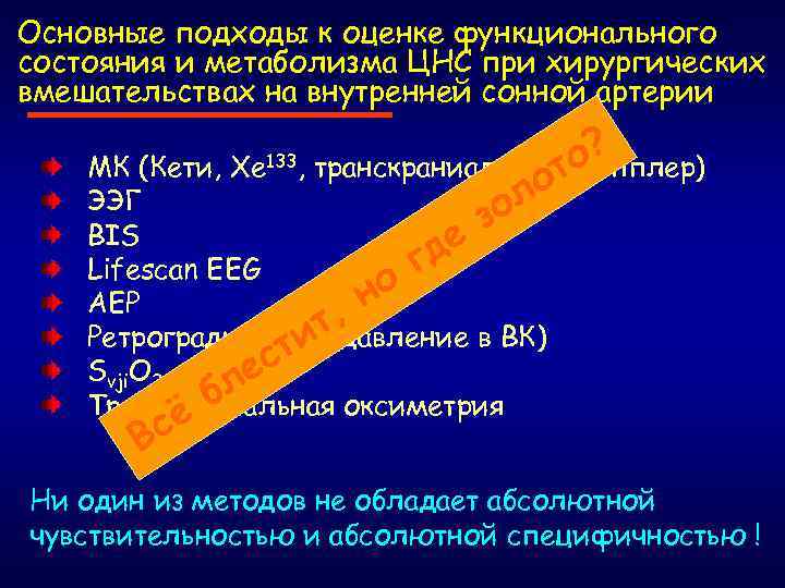 Основные подходы к оценке функционального состояния и метаболизма ЦНС при хирургических вмешательствах на внутренней
