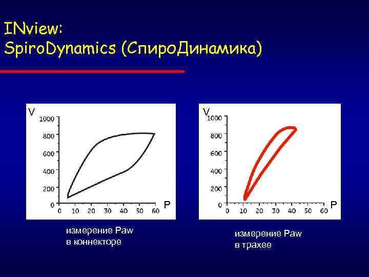 INview: Spiro. Dynamics (Спиро. Динамика) V V P измерение Рaw в коннекторе P измерение