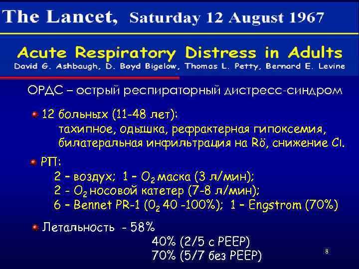 ОРДС – острый респираторный дистресс-синдром 12 больных (11 -48 лет): тахипное, одышка, рефрактерная гипоксемия,