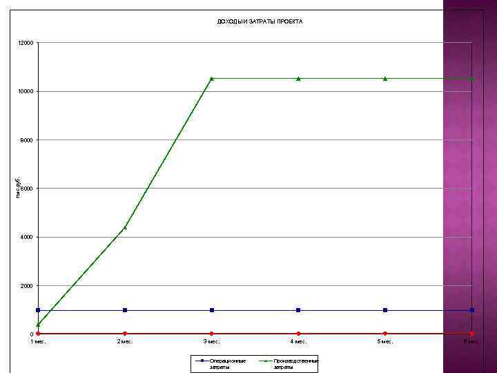 ДОХОДЫ И ЗАТРАТЫ ПРОЕКТА 12000 10000 тыс. руб. 8000 6000 4000 2000 0 1