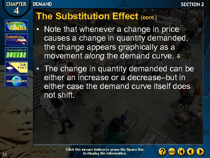 The Substitution Effect (cont. ) • Note that whenever a change in price causes
