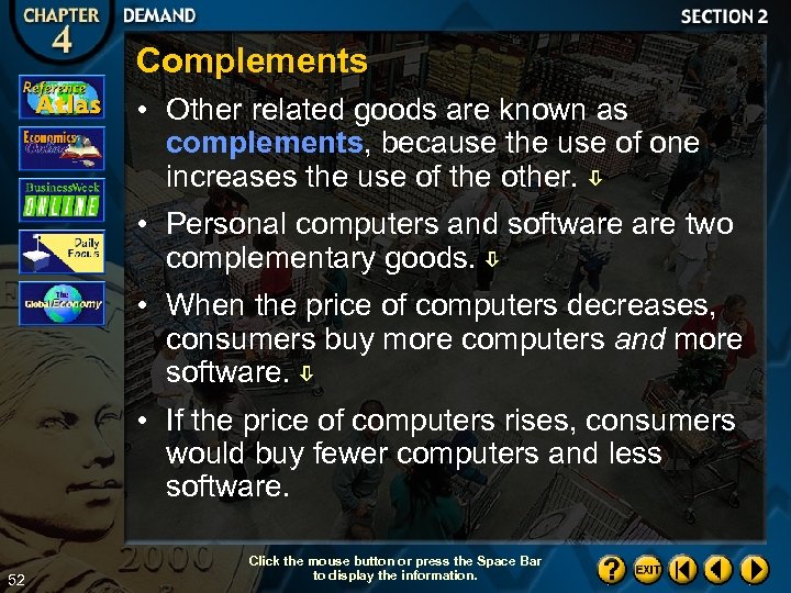 Complements • Other related goods are known as complements, because the use of one