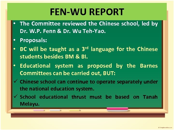 FEN-WU REPORT • The Committee reviewed the Chinese school, led by Dr. W. P.