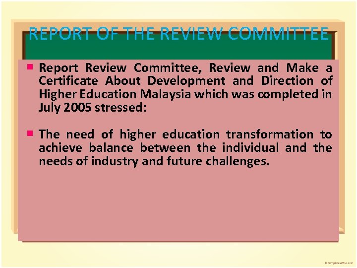REPORT OF THE REVIEW COMMITTEE Report Review Committee, Review and Make a Certificate About