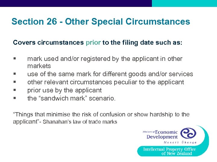 Section 26 - Other Special Circumstances Covers circumstances prior to the filing date such
