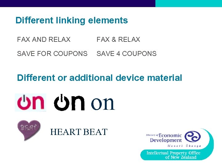 Different linking elements FAX AND RELAX FAX & RELAX SAVE FOR COUPONS SAVE 4