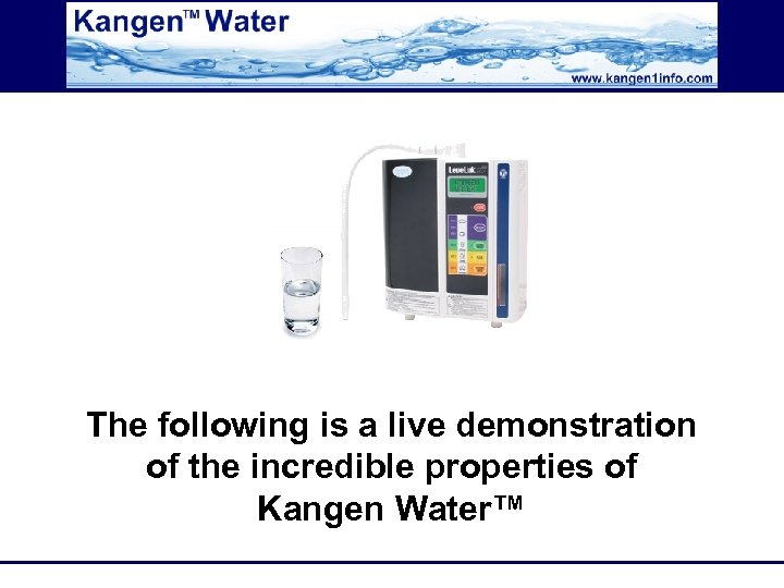 The following is a live demonstration of the incredible properties of Kangen Water™ 