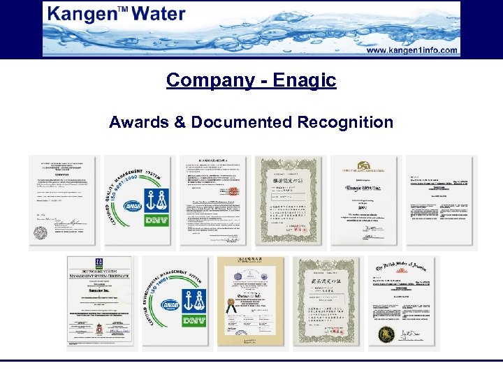 Company - Enagic Awards & Documented Recognition 