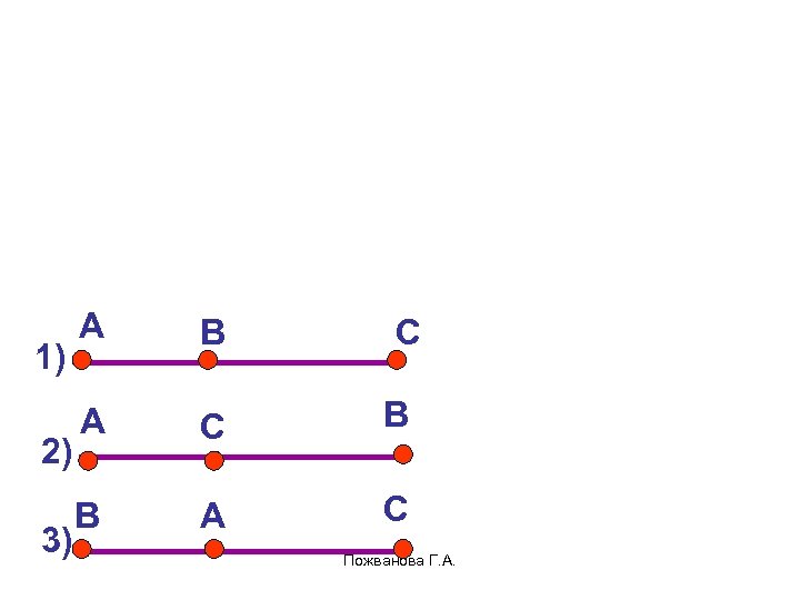 1) 2) 3) А В А С В В А С С Пожванова Г.