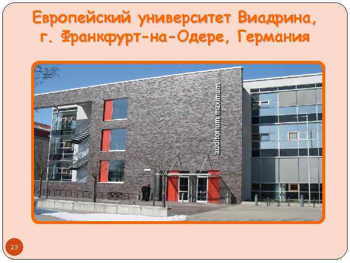 Европейский университет Виадрина, г. Франкфурт-на-Одере, Германия 23 