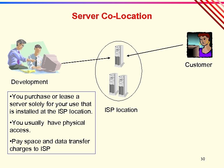 Server Co-Location Customer Development • You purchase or lease a server solely for your
