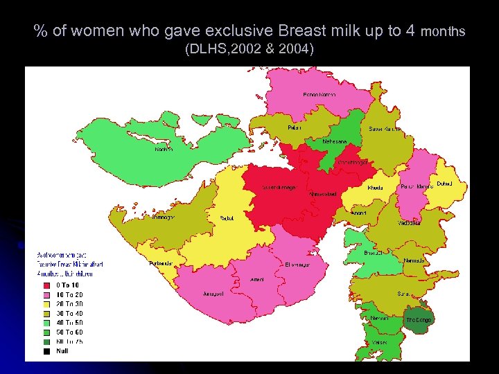 % of women who gave exclusive Breast milk up to 4 months (DLHS, 2002