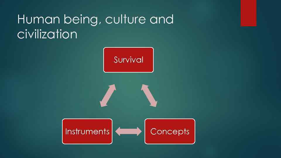 Human being, culture and civilization Survival Instruments Concepts 