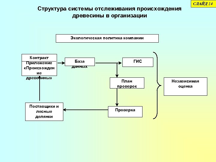 Структура системы отслеживания происхождения древесины в организации СЛАЙД 14 Экологическая политика компании Контракт Приложение