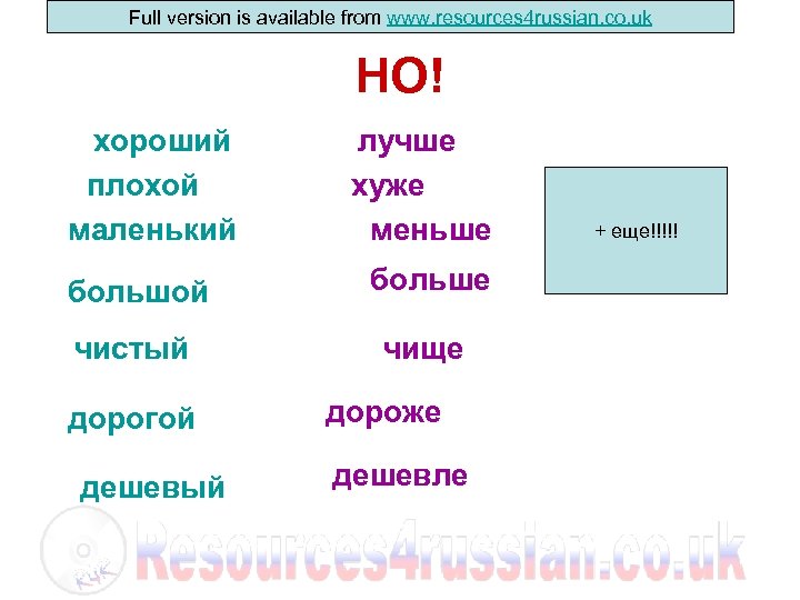 Full version is available from www. resources 4 russian. co. uk НО! хороший плохой
