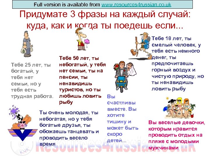 Full version is available from www. resources 4 russian. co. uk Придумате 3 фразы