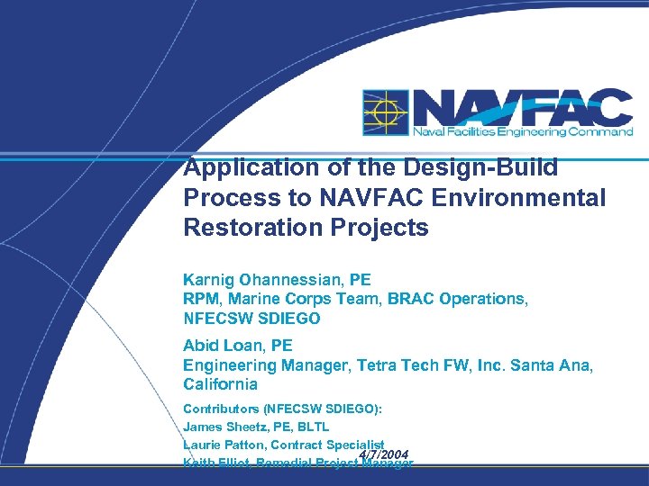 Application of the DesignBuild Process to NAVFAC Environmental