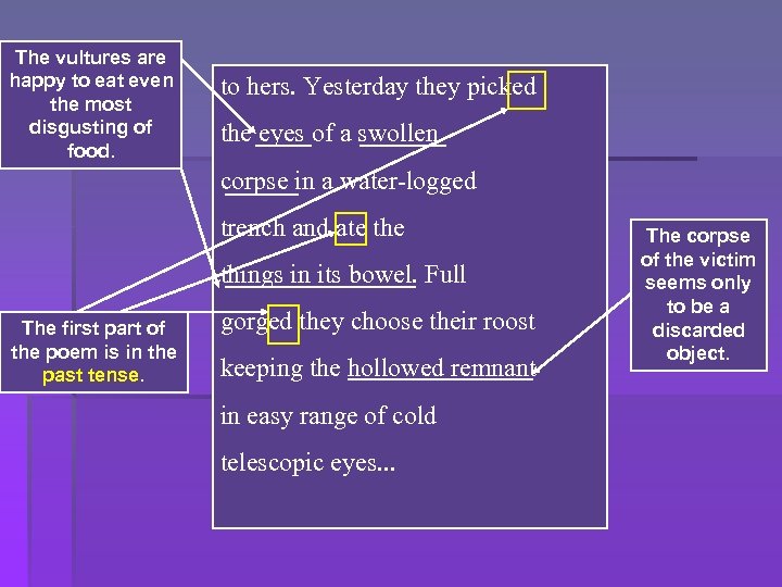 The vultures are happy to eat even the most disgusting of food. to hers.