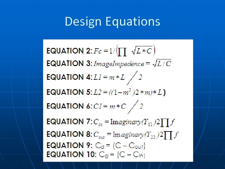 Design Equations 