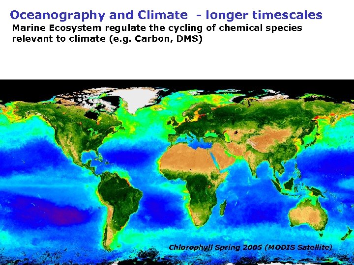 Oceanography and Climate - longer timescales Marine Ecosystem regulate the cycling of chemical species