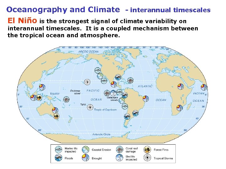 Oceanography and Climate - interannual timescales El Niño is the strongest signal of climate