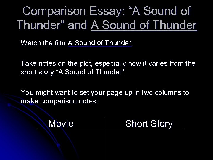 Comparison Essay: “A Sound of Thunder” and A Sound of Thunder Watch the film