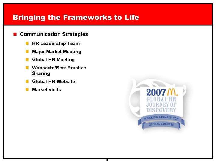 Bringing the Frameworks to Life n Communication Strategies n HR Leadership Team n Major