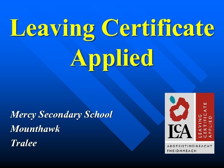 Leaving Certificate Applied Mercy Secondary School Mounthawk Tralee 