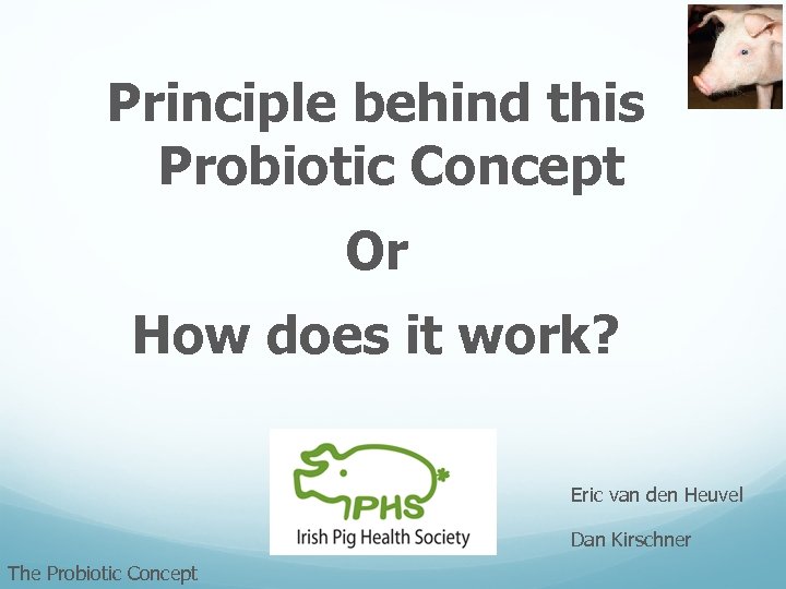 Principle behind this Probiotic Concept Or How does it work? Eric van den Heuvel