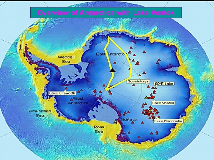 Overview of Antarctica with Lake Vostok Antarctica subglacial lakes 