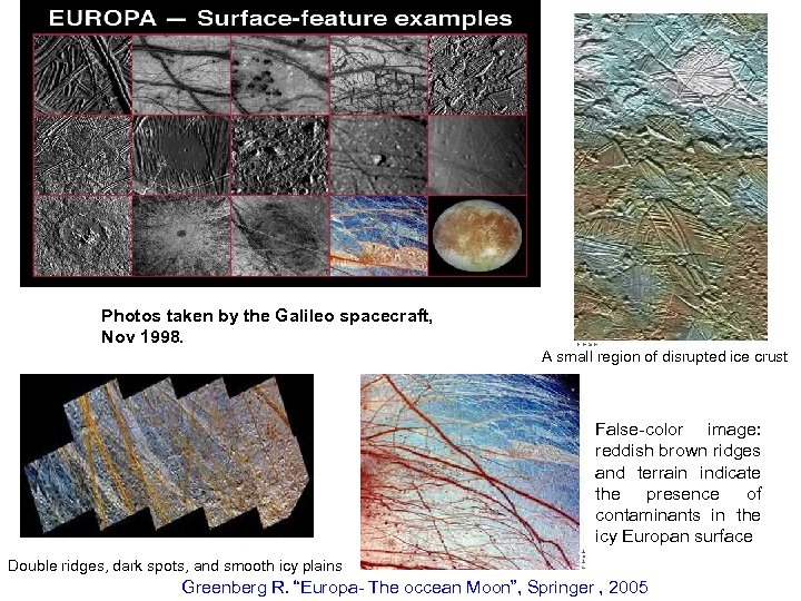 Photos taken by the Galileo spacecraft, Nov 1998. A small region of disrupted ice