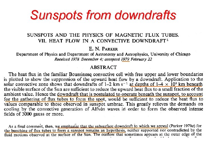 Sunspots from downdrafts 25 