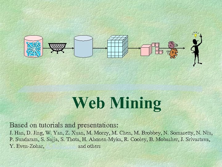 Web Mining Based on tutorials and presentations: J. Han, D. Jing, W. Yan, Z.