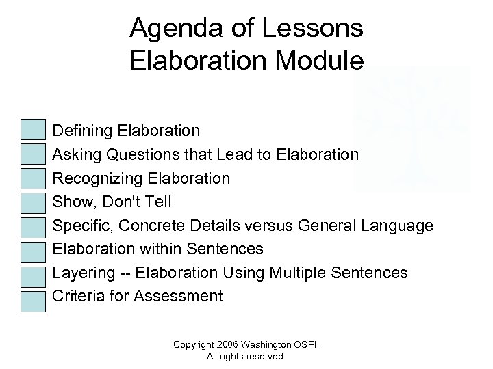 Agenda of Lessons Elaboration Module • • Defining Elaboration Asking Questions that Lead to