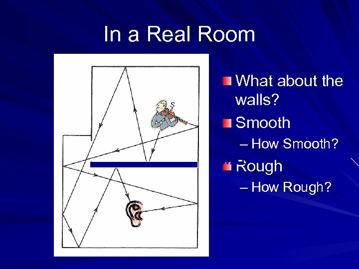 In a Real Room What about the walls? Smooth – How Smooth? WALL Rough