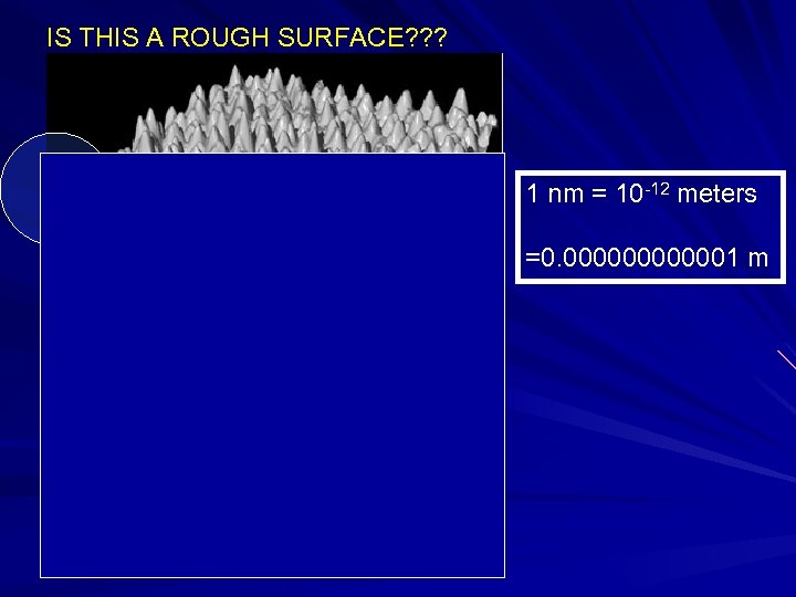 IS THIS A ROUGH SURFACE? ? ? 1 nm = 10 -12 meters =0.